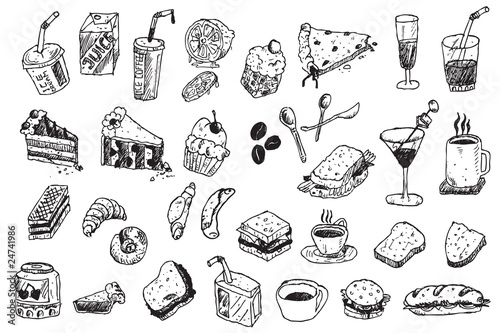 hand draw vector doodle illustration set