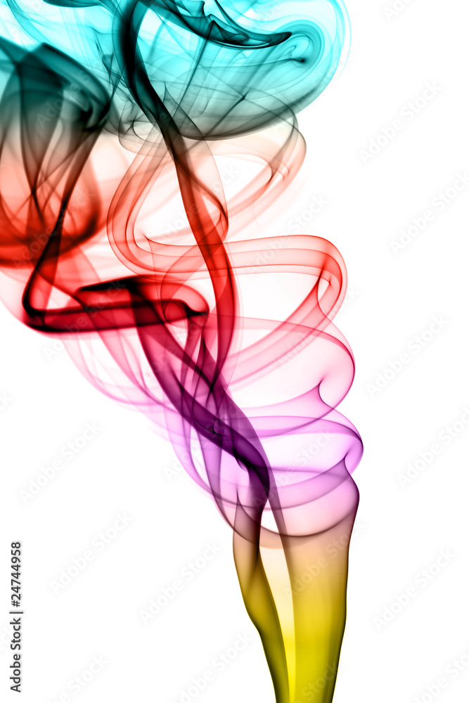 Abstract colored smoke waves on white Abstract colored smoke waves on white