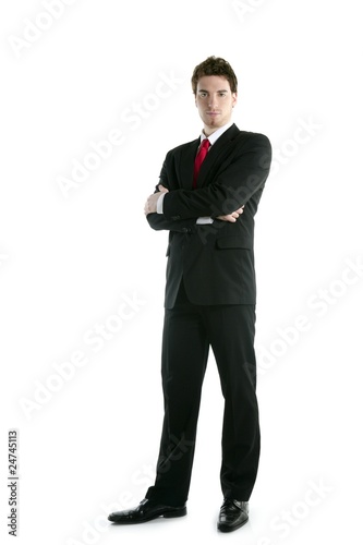 full length suit tie businessman posing stand