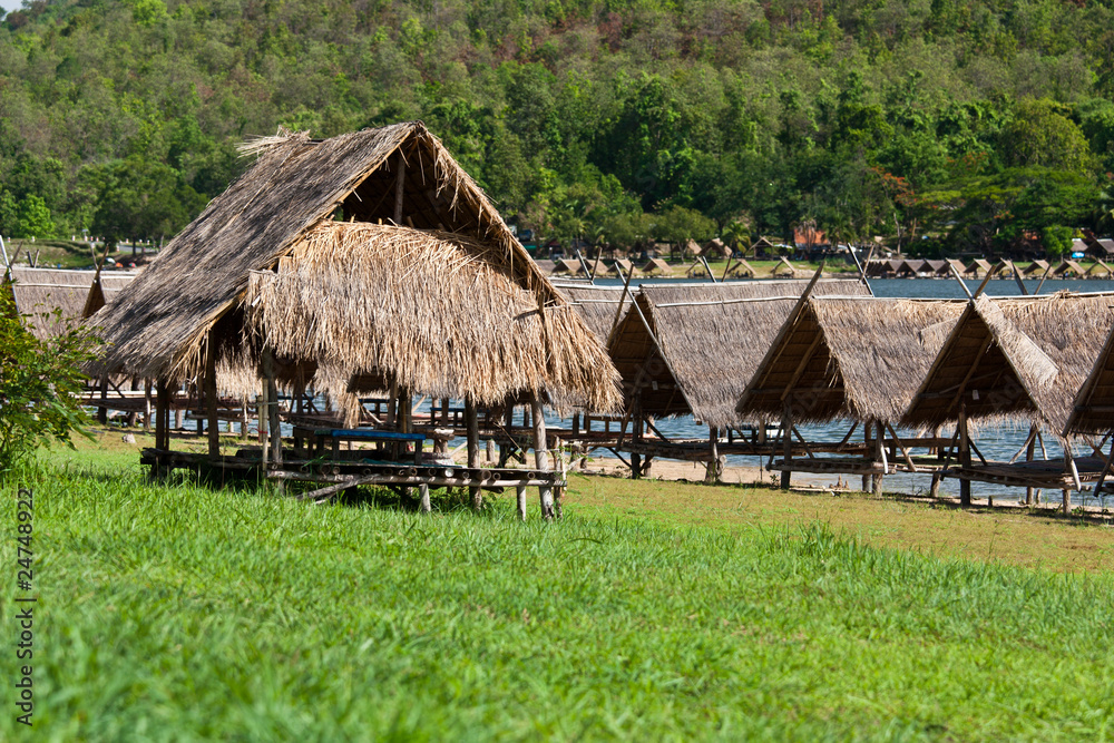 Huts at the lake, Huay Tung Tao in Chiangmai Province, Northern Huts at the lake, Huay Tung Tao in Chiangmai Province, Northern