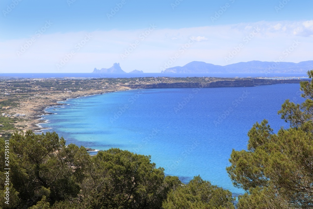 aerial view Formentera balearic island Ibiza horizon