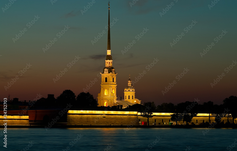 Peter and Paul Fortress at night