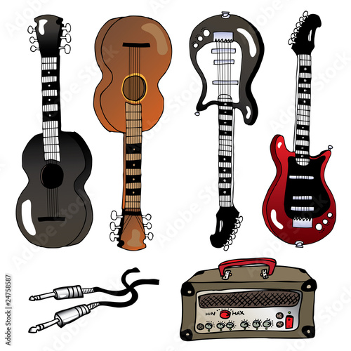 vector music instruments-guitars