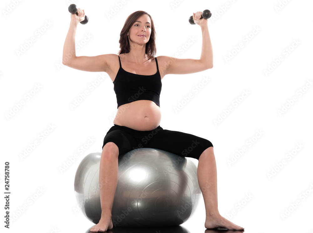 Fototapeta premium Pregnant Woman Dumbbells Exercise