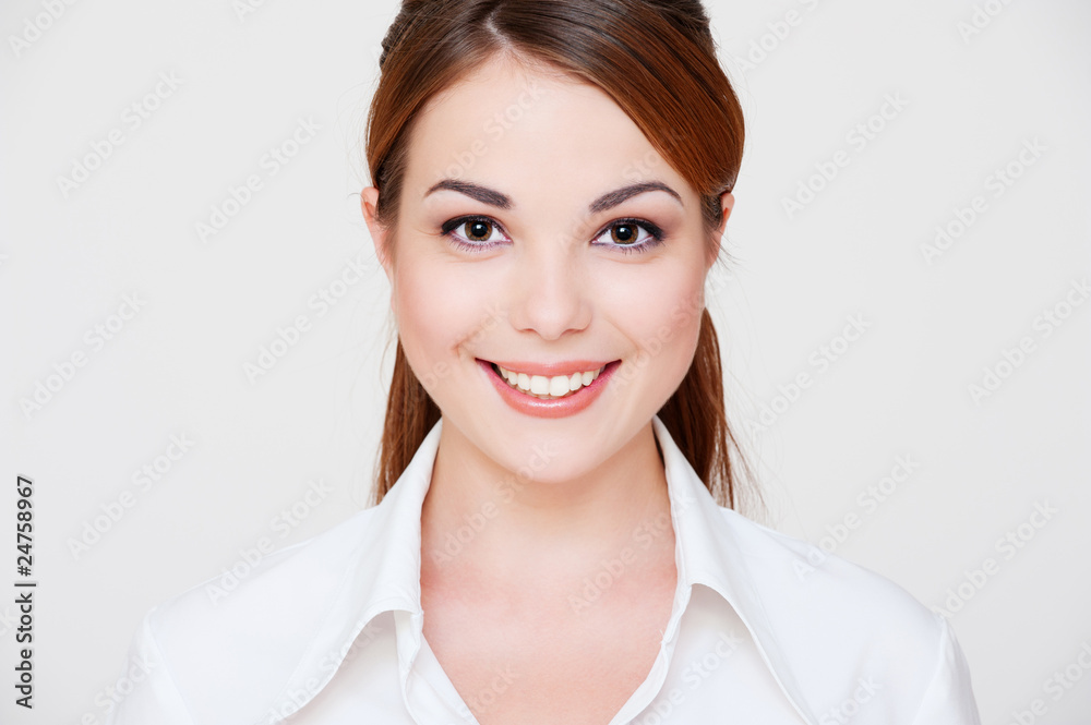 lovely smiley woman in white shirt lovely smiley woman in white shirt