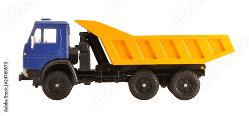 Toy dump truck collection scale model isolated side view