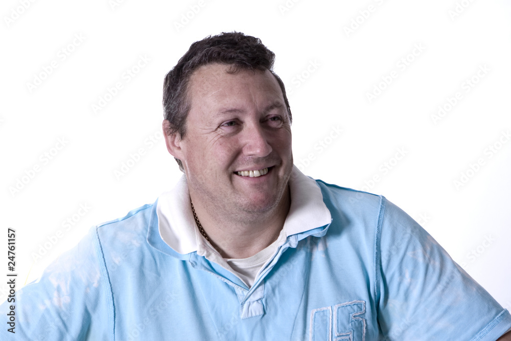 man in blue polo shirt man in blue polo shirt
