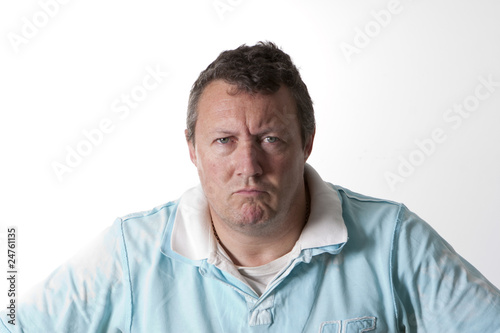 man in blue polo shirt
