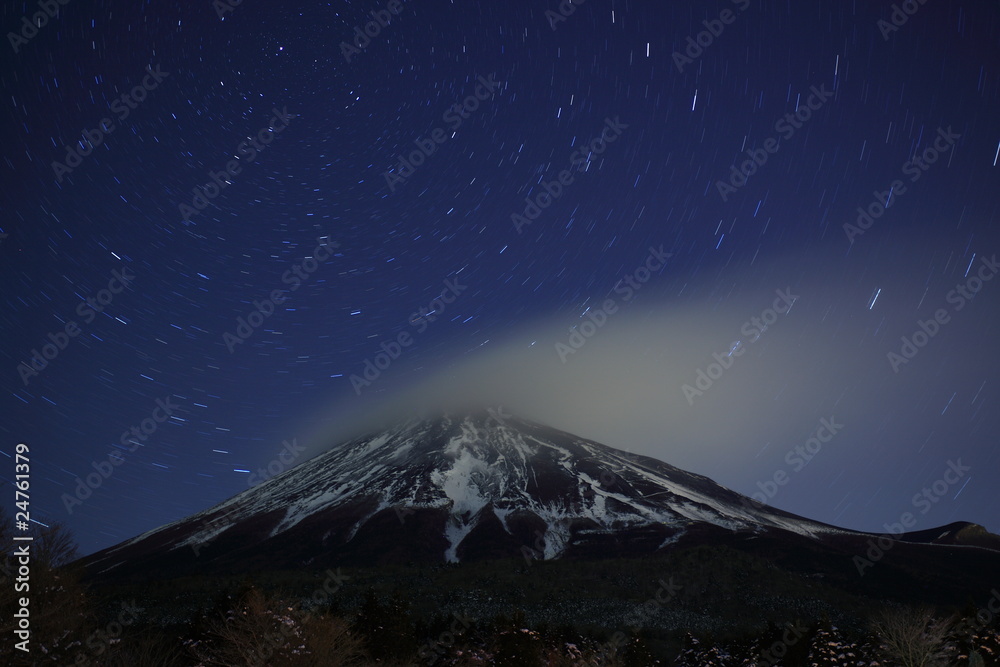 北極星と富士山