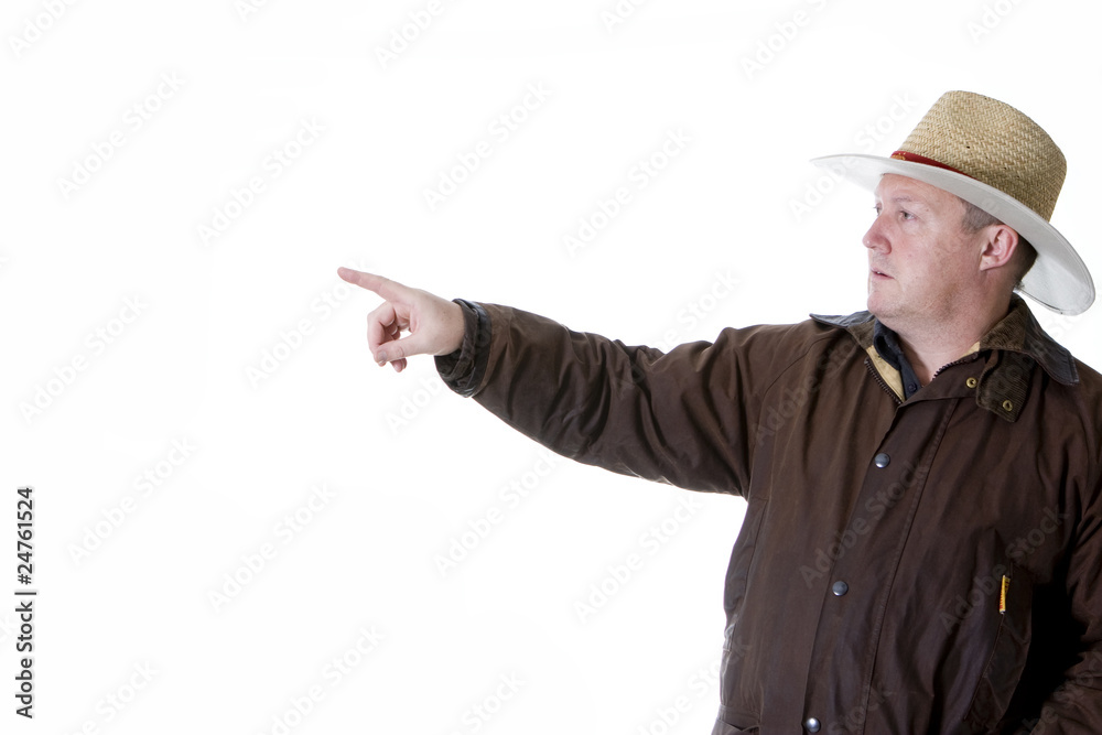 man in cowboy hat and oilskin coat man in cowboy hat and oilskin coat