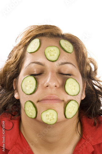 woman and cucumber