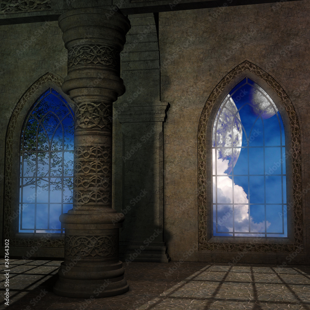 Fototapeta premium magic window in a fantasy setting. 3D rendering of a fantasy the