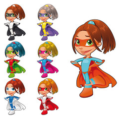 Fototapete Superhelden Young superheroes. Vector characters. Isolated objects  © ddraw