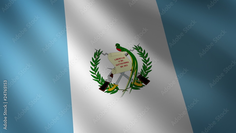 Bandera de Guatemala ondulante al viento. Bucle continuo