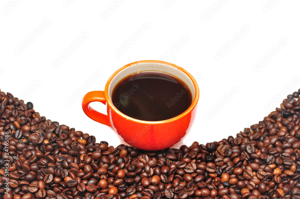 coffee red cup and grain coffee red cup and grain
