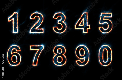 the numbers glowing with electricity