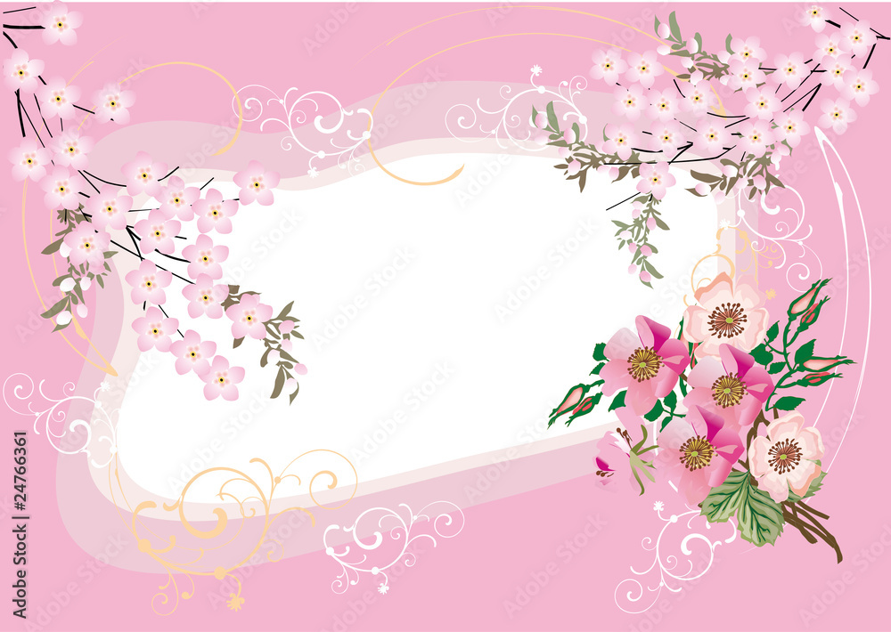 pink frame with light flowers