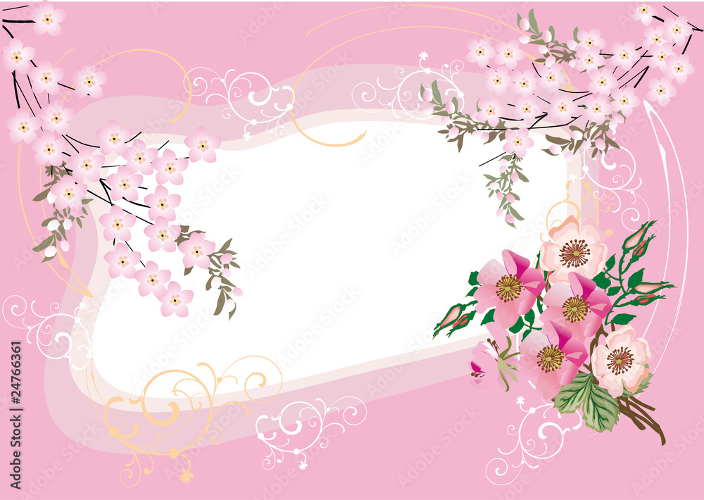 Fototapeta premium pink frame with light flowers