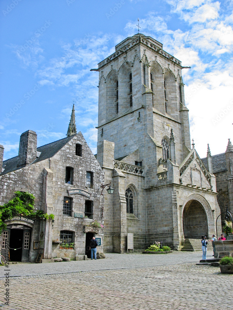 Locronan and church in Brittany (France)