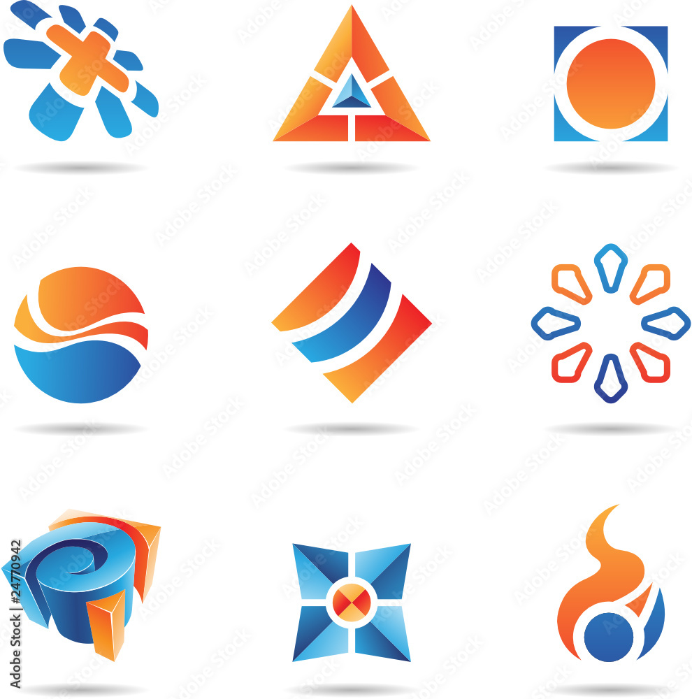 Abstract blue and orange Icon Set 22 Abstract blue and orange Icon Set 22