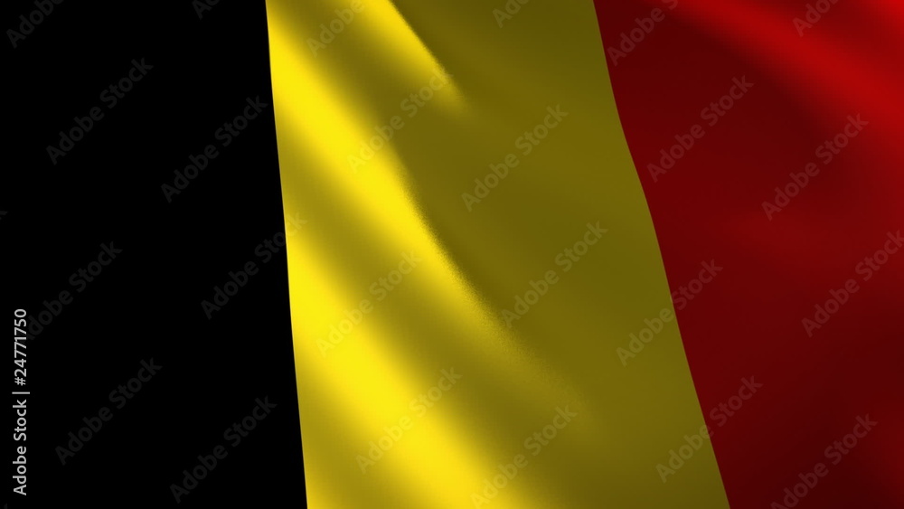 Bandera de Bélgica ondulante al viento. Bucle continuo
