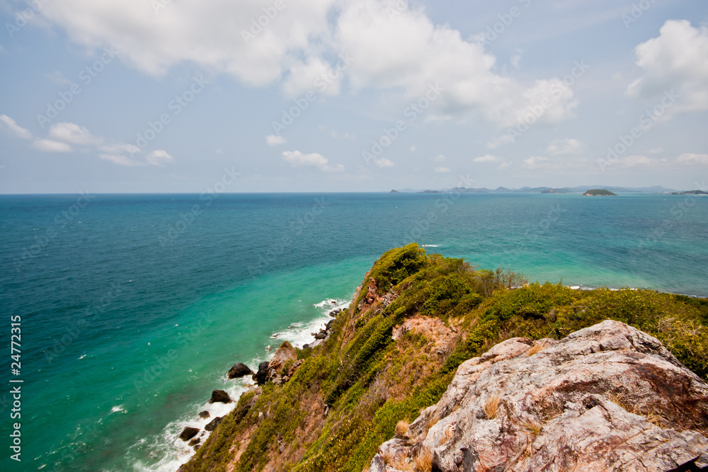 Sea view from the viewpoint at Koh Kham (Island) in Thailand