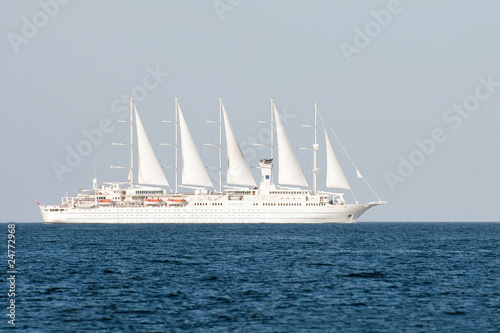 cruise ship on voyage through mediterranean waters. © ventura