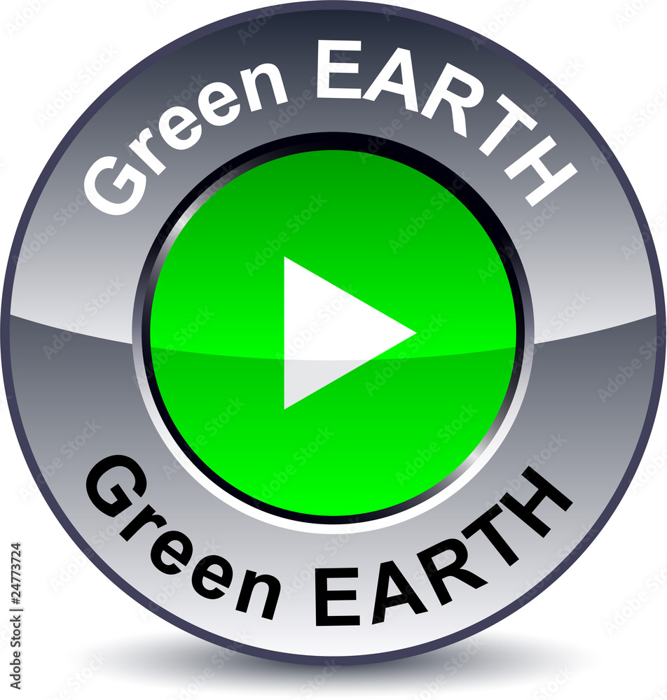 Green Earthround button. Green Earthround button.
