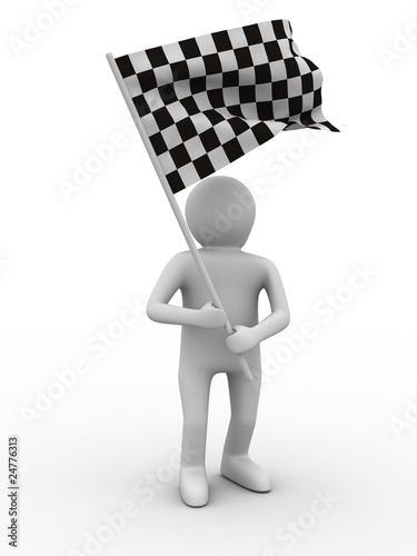 man with flag on white back...