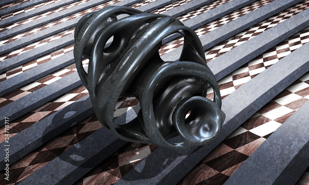 Fototapeta premium Abstract 3D Fractal with Blue Metallic Bars