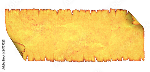Blank scroll with scorched edges.