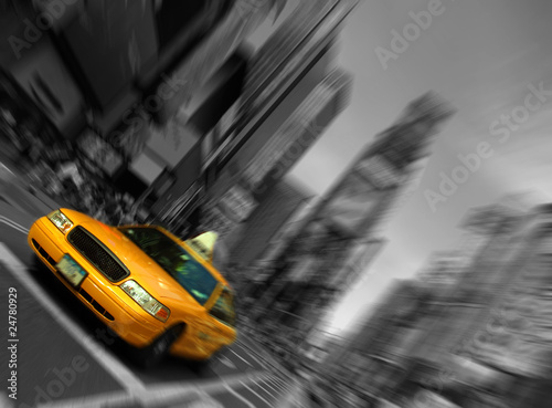New York City Taxi, Blur focus motion, Times Square #24780929