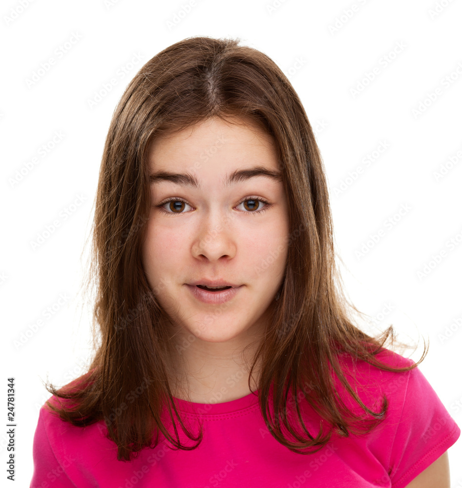 Portrait of young girl isolated on white background Portrait of young girl isolated on white background