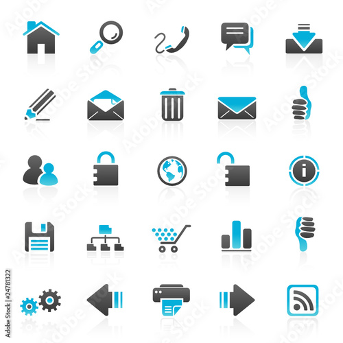 blue web internet icons - set 1