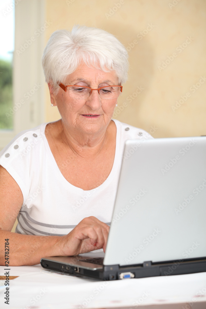 Elderly woman learning how to use computer Elderly woman learning how to use computer