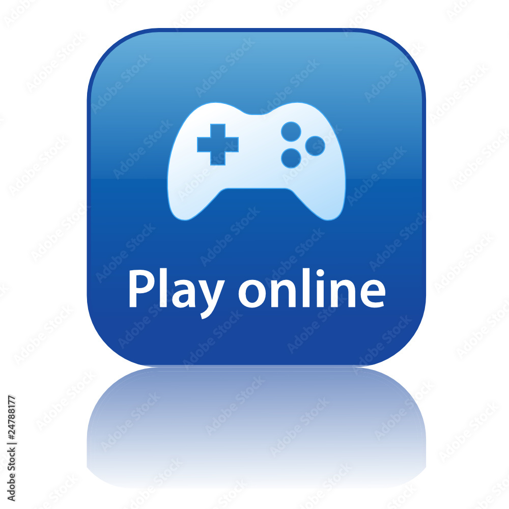 PLAY ONLINE Web Button (video games gamepad joypad control pad) Stock  Vector