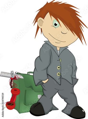 The schoolboy and a bag