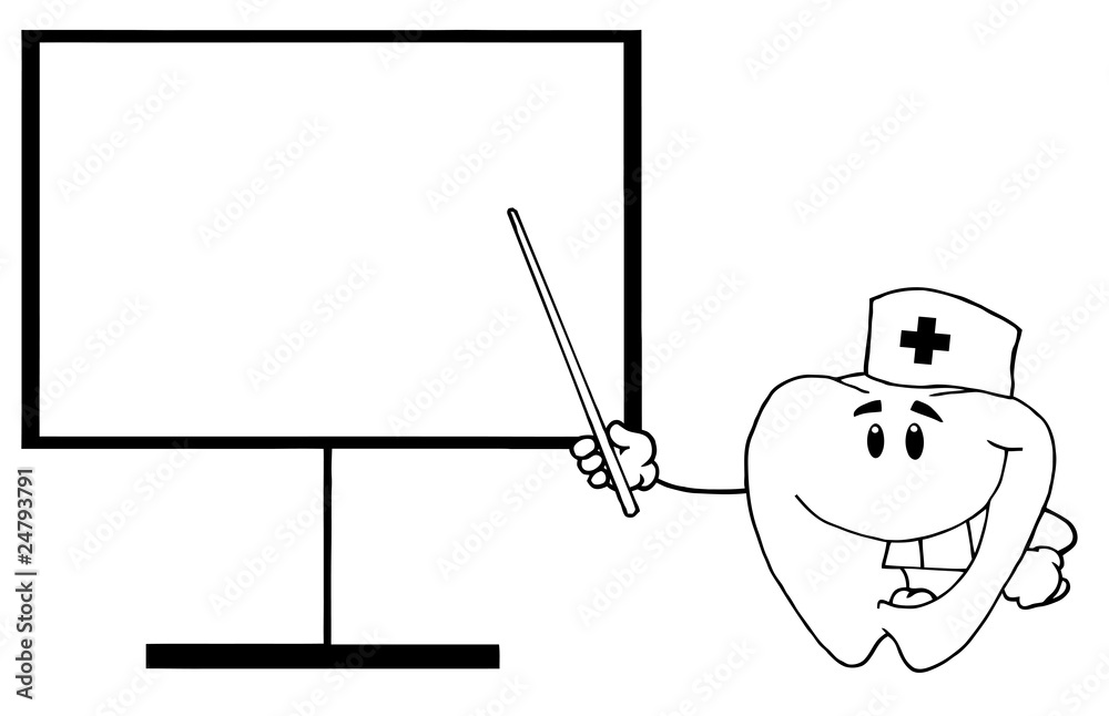 Fototapeta premium Doctor Tooth Shows A Pointer On A Board