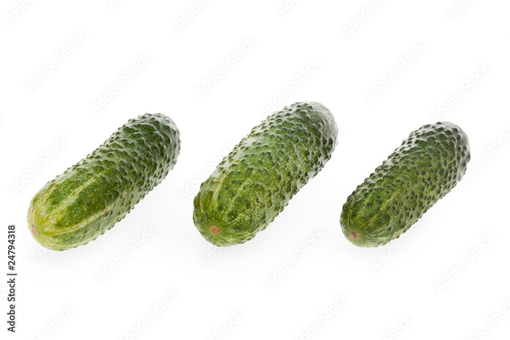 Three pickles isolated on a white background Three pickles isolated on a white background