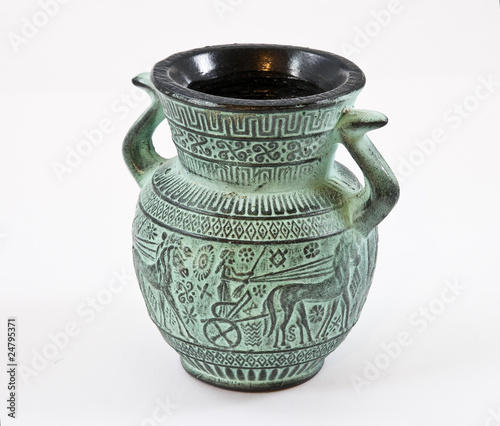 Little greek pottery on a white background