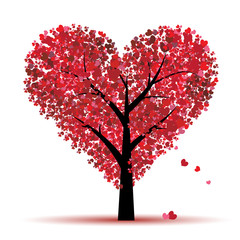 Acrylglasbilder Rot, Schwarz, Weiß Valentine tree, love, leaf from hearts  © Kudryashka