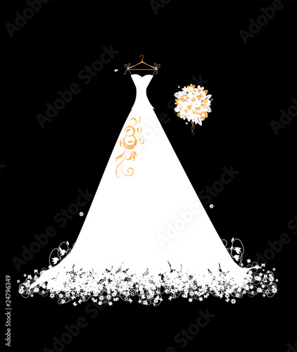 Wedding dress white on hangers
