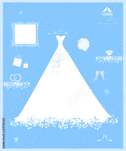 Wedding shop, white dress and accessory
