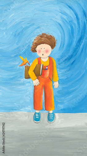 Boy&book&bird