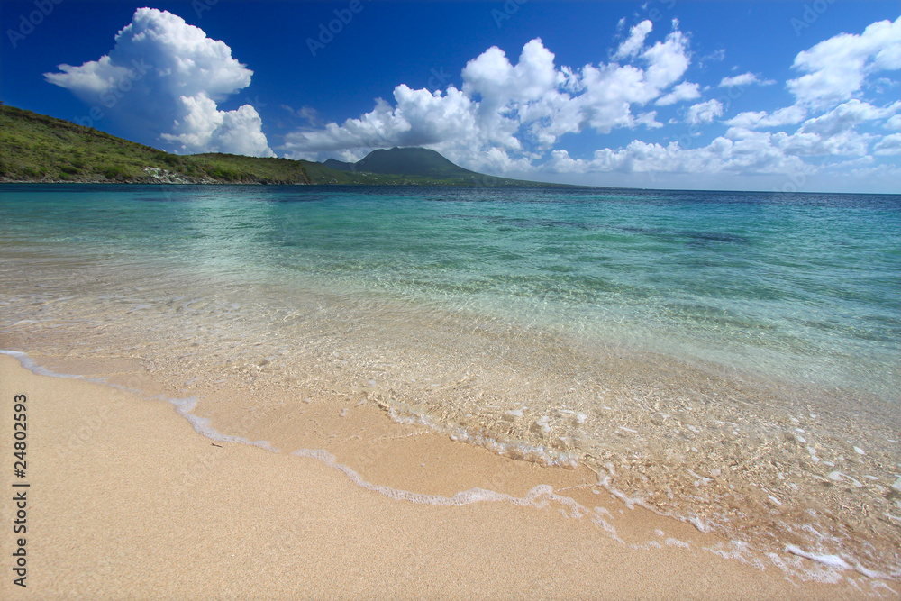 Secluded beach on the Caribbean island of Saint Kitts