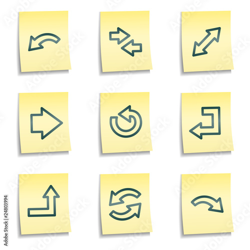Arrows web icons set 1, yellow notes series
