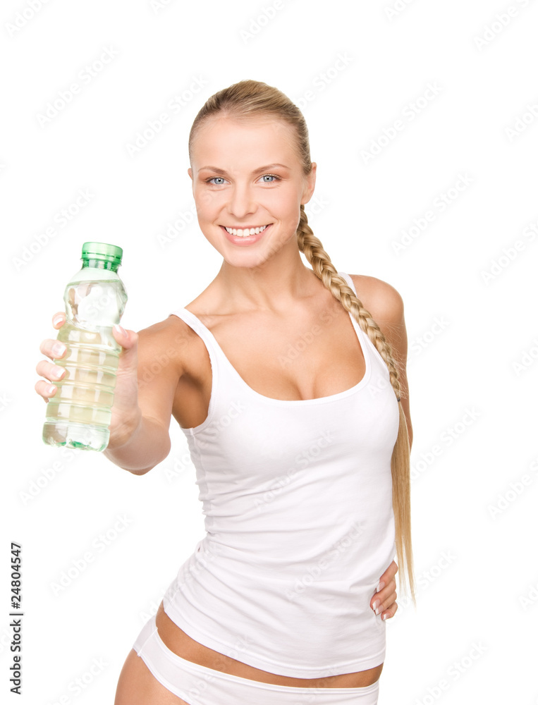 beautiful woman with bottle of water beautiful woman with bottle of water