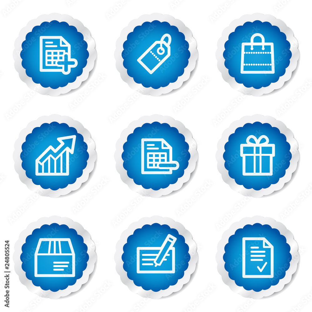 Shopping web icons set 1, blue stickers series Shopping web icons set 1, blue stickers series