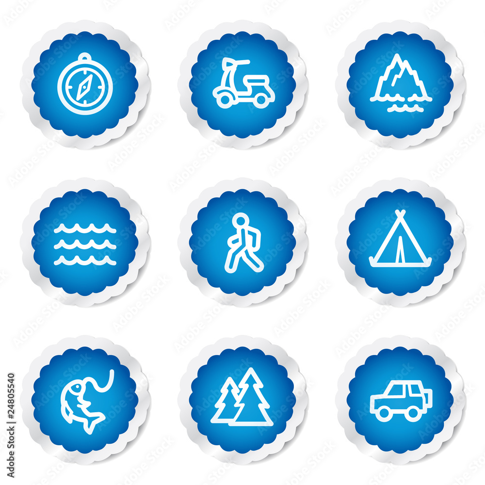 Travel web icons set 3, blue stickers series Travel web icons set 3, blue stickers series