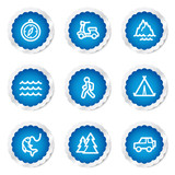 Travel web icons set 3, blue stickers series